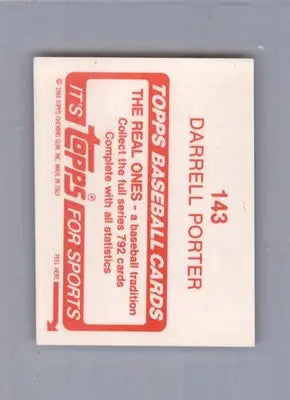 Darrell Porter - 1984 Topps Stickers - #143 - Baseball - Baseball Card Single