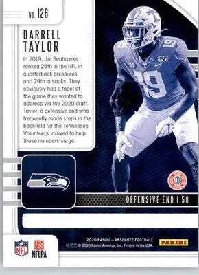 Darrell Taylor - 2020 Panini Absolute - #126 - RC Retail Football - Football Card Single