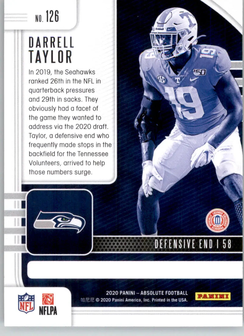 Darrell Taylor - 2020 Panini Absolute - #126 - RC Retail Football - Football Card Single