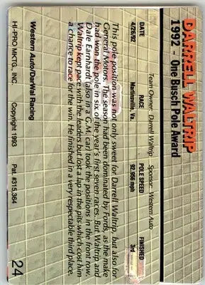 Darrell Waltrip - 1993 Action Packed - #24 - Racing - Racing Card Single