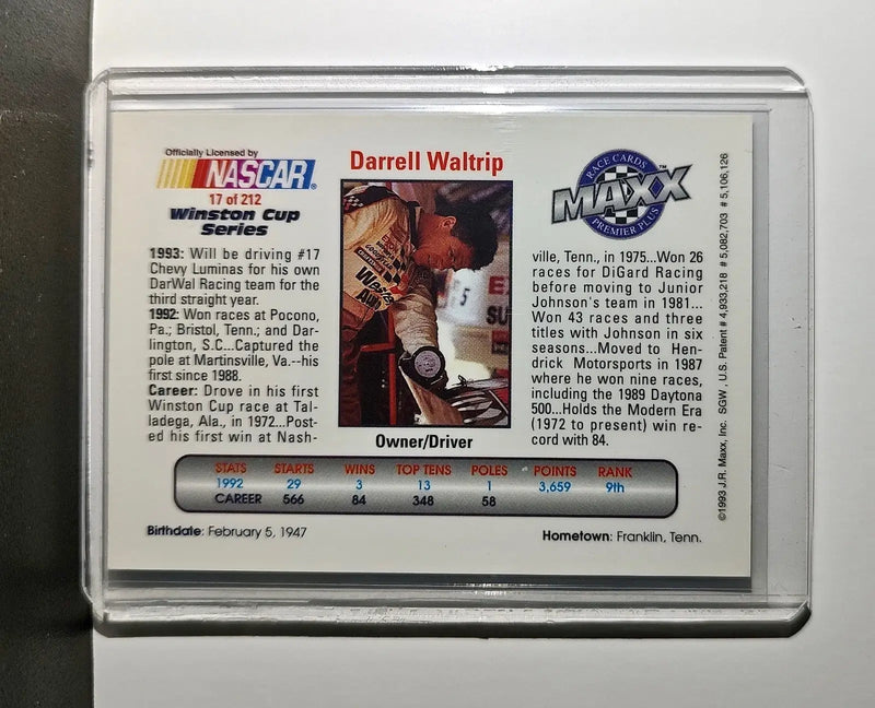 Darrell Waltrip 1993 Maxx Premier Plus Racing #17 NASCAR Card DARWAL Inc.