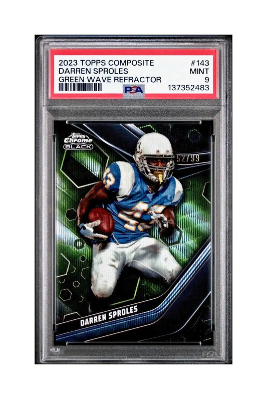 Darren Sproles 2023 Topps Chrome Black #143 Green Wave Refractor 52/99 PSA 9 - Football Card Single
