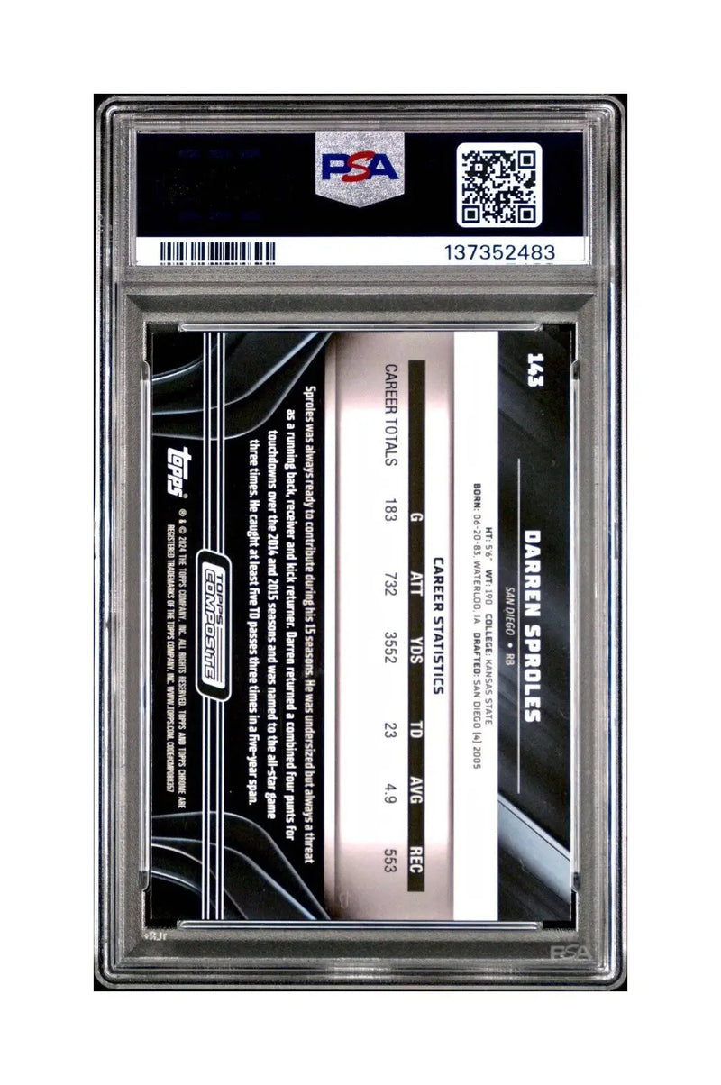 Darren Sproles 2023 Topps Chrome Black #143 Green Wave Refractor 52/99 PSA 9