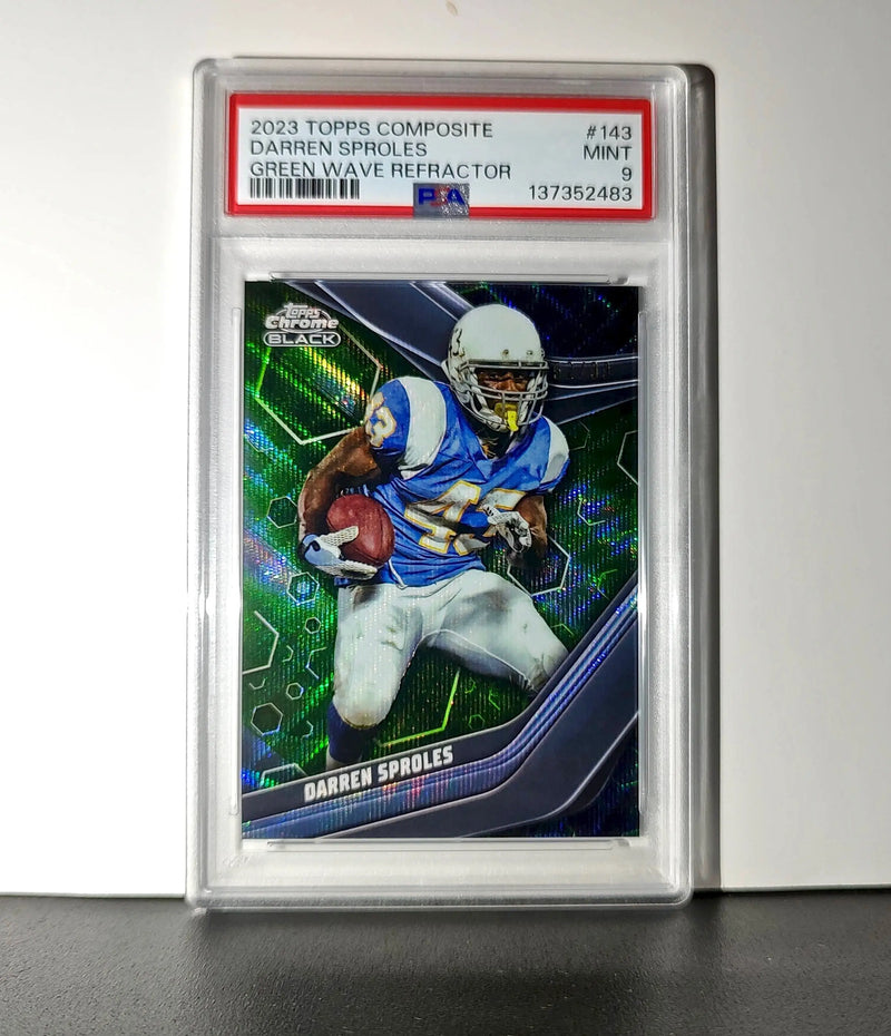 Darren Sproles 2023 Topps Chrome Black #143 Green Wave Refractor 52/99 PSA 9