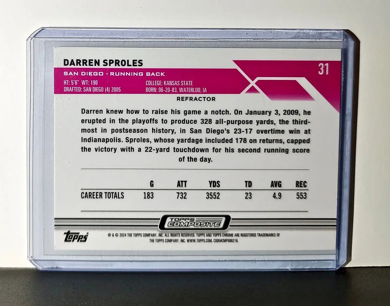 Darren Sproles 2023 Topps Chrome Refractor NFL #31 Card San Diego Chargers