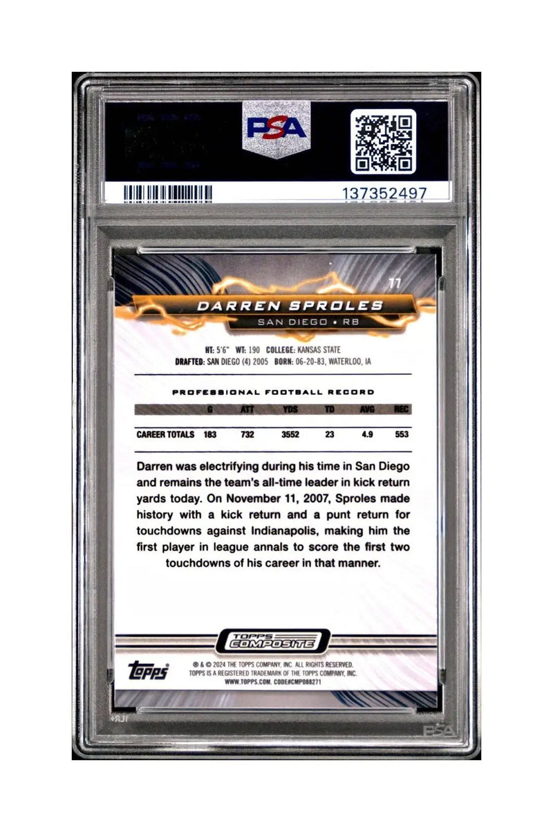 Darren Sproles 2023 Topps Resurgence #77 Ruby Surge 058/199 PSA 10 Gem Mint