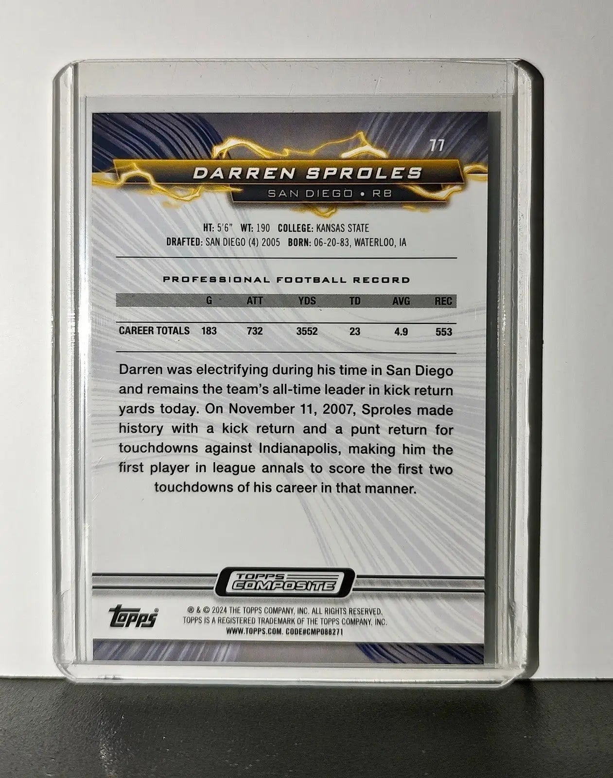 Darren Sproles 2023 Topps Resurgence NFL #77 Card San Diego Chargers