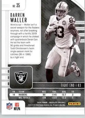 Darren Waller - 2020 Panini Absolute - #35 - Retail Football - Football Card Single