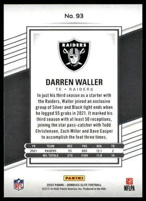 Darren Waller 2022 Donruss Elite #93 Las Vegas Raiders - Football Card Single