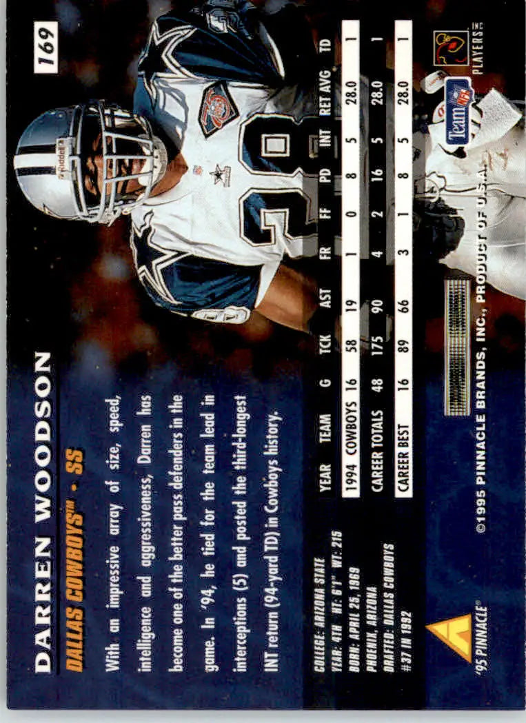Darren Woodson - 1995 Pinnacle - #169 - Football - Football Card Single
