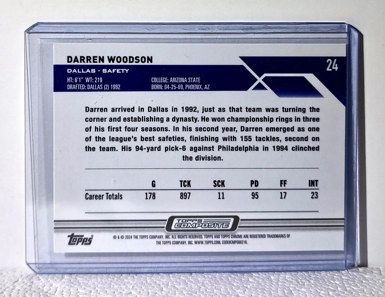 Darren Woodson 2023 Topps Chrome NFL #24 Composite Football Card Dallas Cowboys - Football Card Single