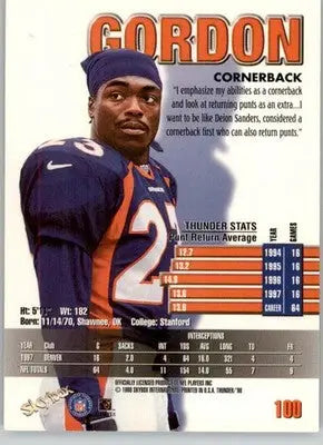 Darrien Gordon - 1998 SkyBox Thunder - #100 - Football - Football Card Single