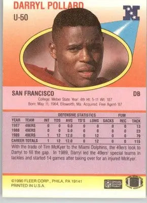 Darryl Pollard - 1990 Fleer Update - #U-50 - RC Football - Football Card Single