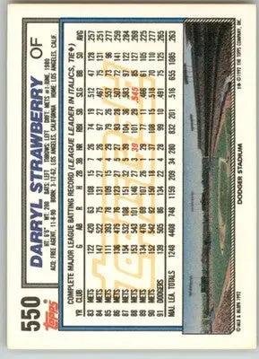 Darryl Strawberry - 1992 Topps - #550a - Gold Winners print code D* Baseball - Baseball Card Single