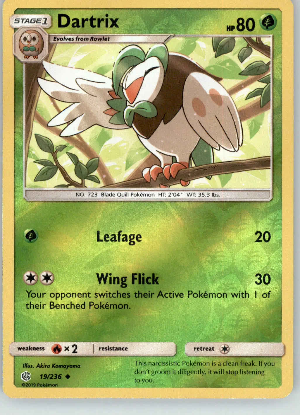 Dartrix - Cosmic Eclipse - 19/236 - Reverse Holo LP Pokemon - Pokémon Card Single