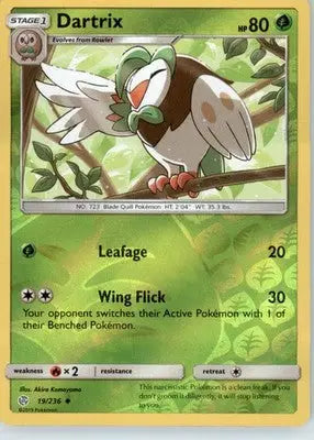Dartrix - SM - Cosmic Eclipse - Reverse Holo LP - #19/236 - Pokémon Card Single