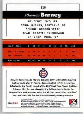 Darwin Barney - 2008 TriStar PROjections - #228 - AUTO Baseball - Baseball Card Single