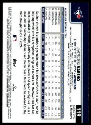 Daulton Varsho 2025 Topps #119 Toronto Blue Jays - Baseball Card Single