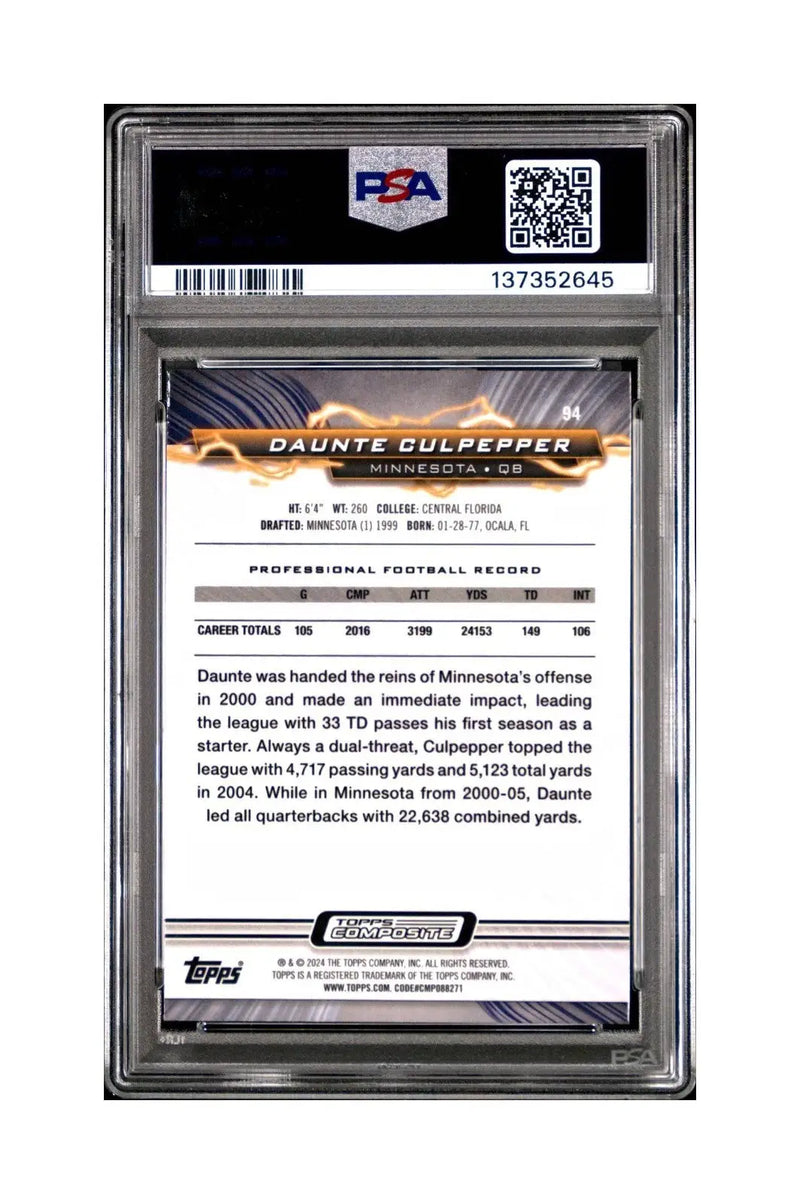 Daunte Culpepper 2023 Topps Resurgence #94 Blue and Orange Spark PSA 10 Gem Mint