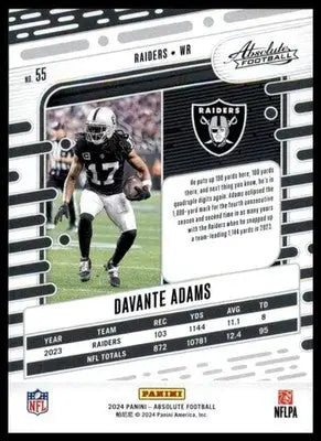 Davante Adams 2024 Panini Absolute Retail #55 Las Vegas Raiders - Football Card Single