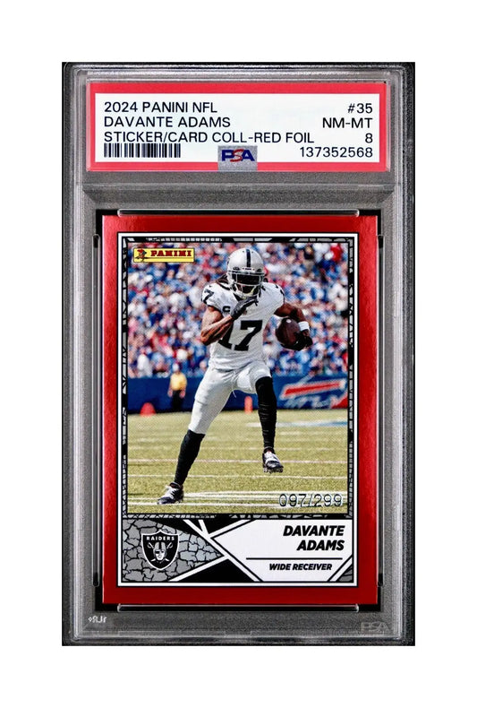 Davante Adams 2024 Panini Sticker Collection 097/299 #35 Red Foil PSA 8 NM-MT - Football Card Single