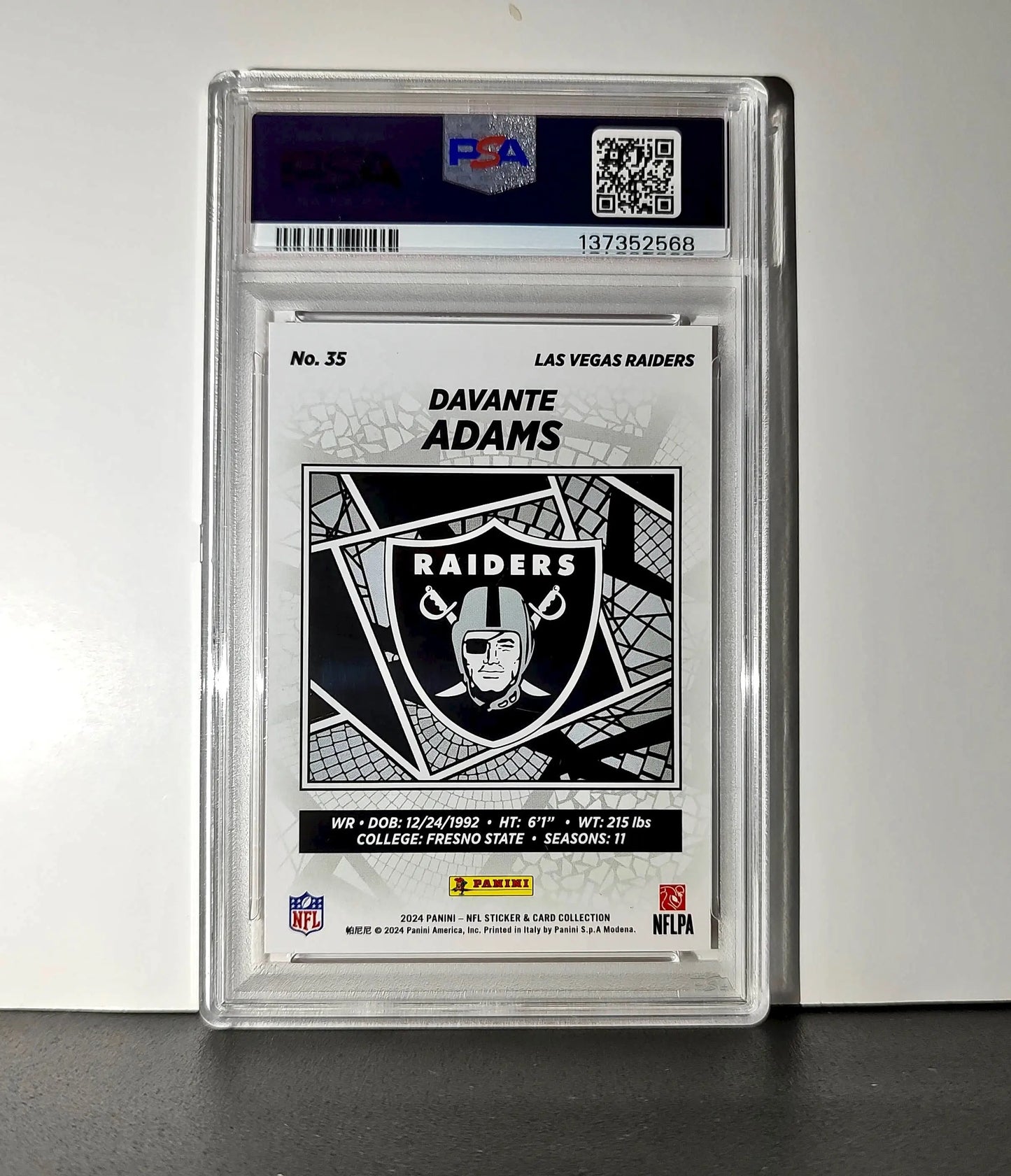 Davante Adams 2024 Panini Sticker Collection 097/299 #35 Red Foil PSA 8 NM-MT