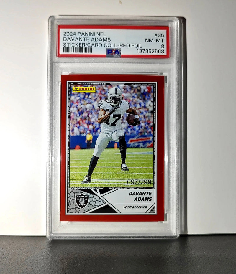 Davante Adams 2024 Panini Sticker Collection 097/299 #35 Red Foil PSA 8 NM-MT