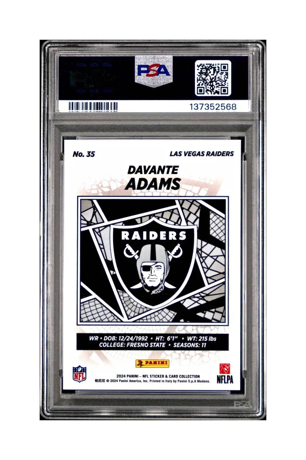 Davante Adams 2024 Panini Sticker Collection 097/299 #35 Red Foil PSA 8 NM-MT