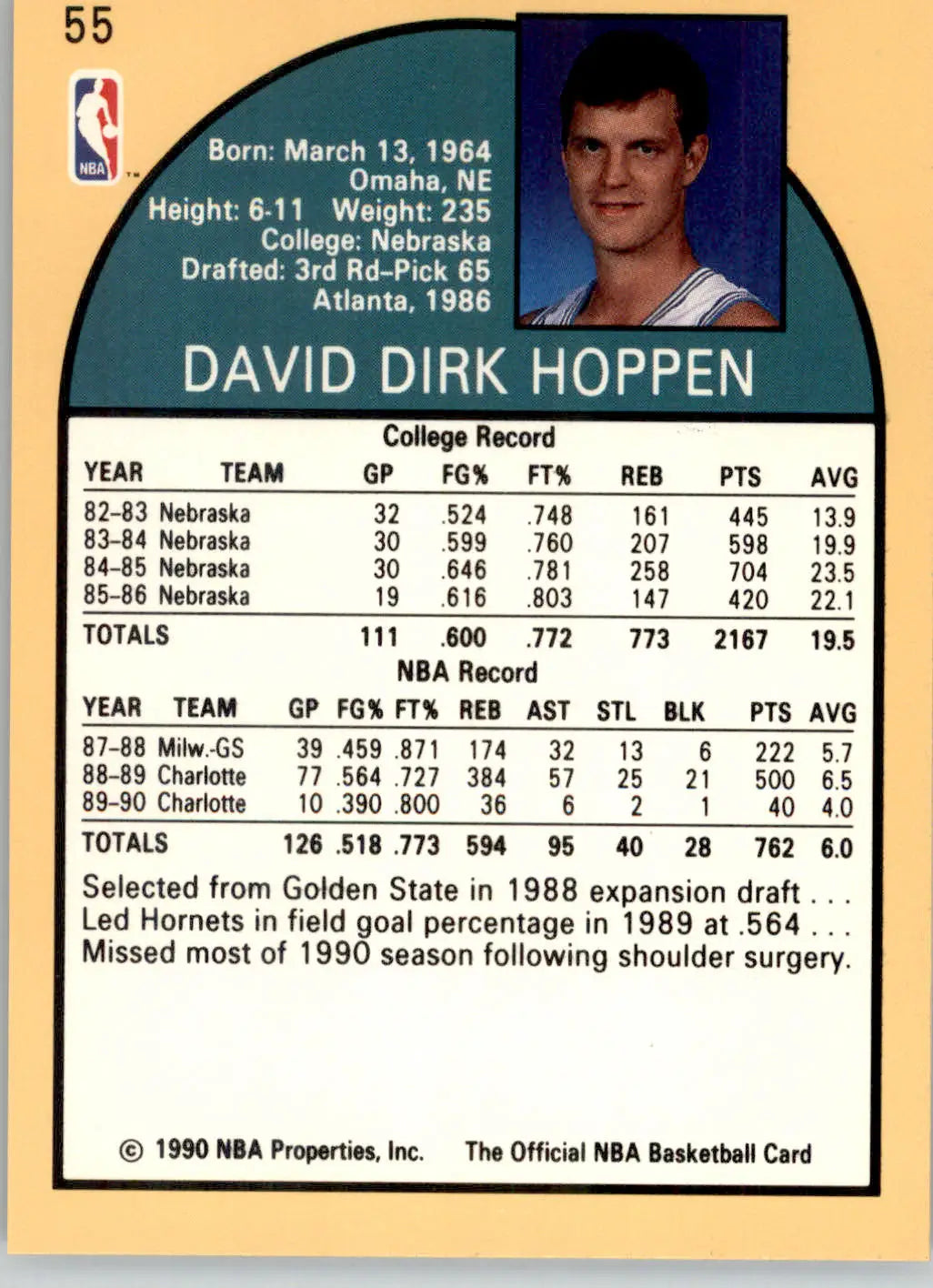 Dave Hoppen - 1990-91 Hoops - #55 - Basketball - Basketball Card Single