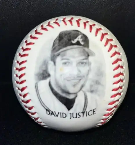 Dave Justice Fotoball featuring 1996 Burger King Logo Ball Atlanta Braves design