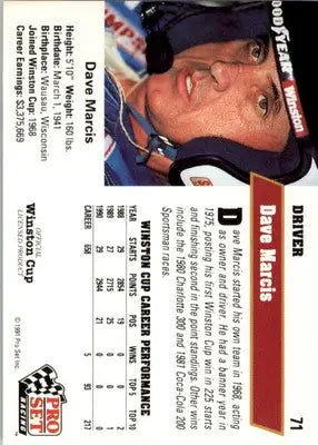 Dave Marcis - 1991 Pro Set - #71 - Racing - Racing Card Single