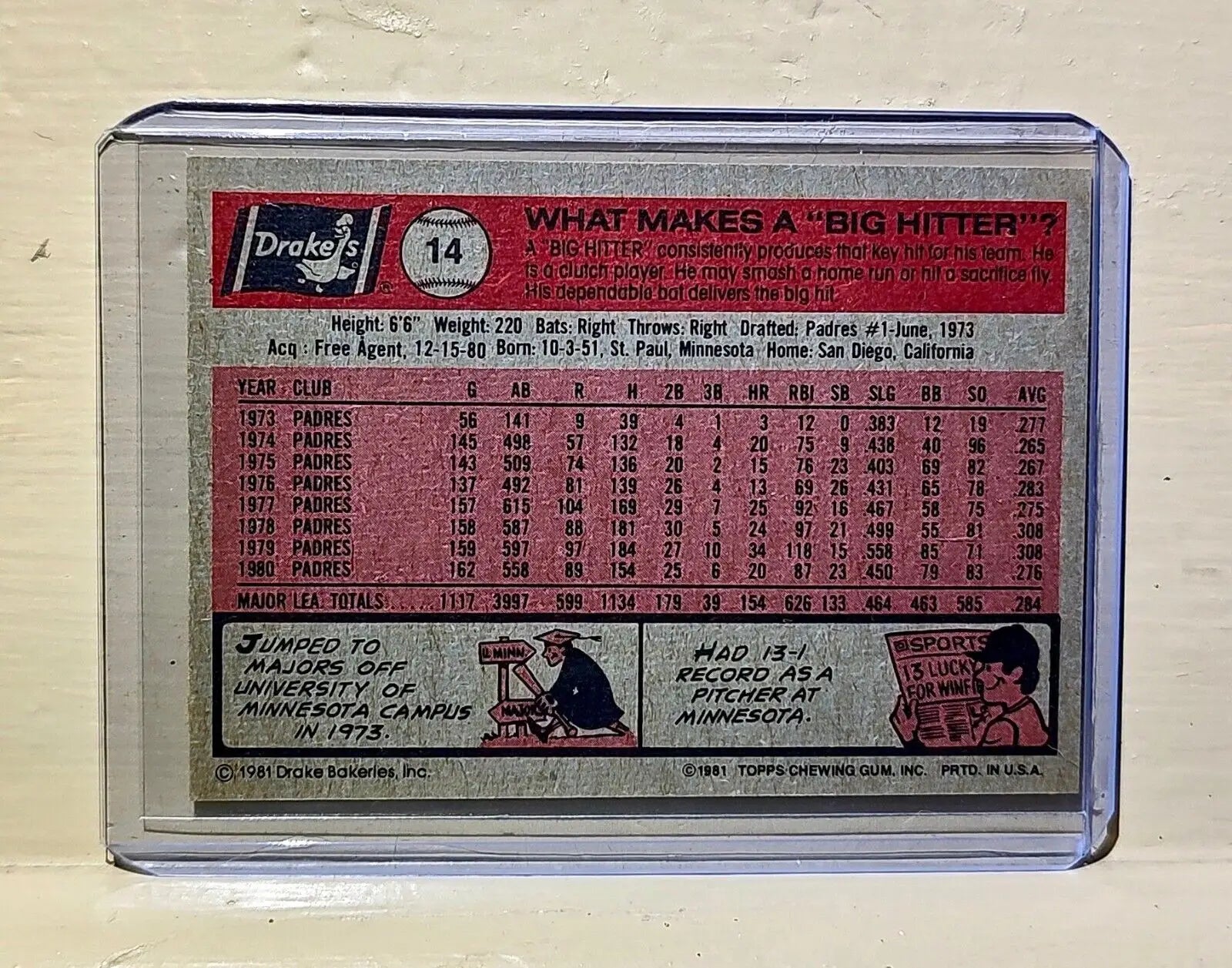 Dave Winfield 1981 Topps MLB #14 Baseball Card New York Yankees