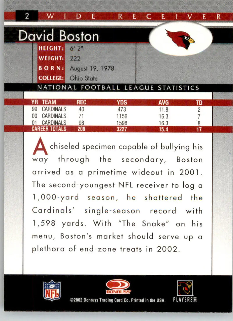 David Boston - 2002 Donruss - #2 - Football - Football Card Single