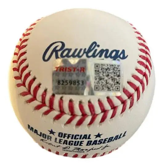 David Cone Autographed Baseball with Rawlings branding and QR code for authenticity