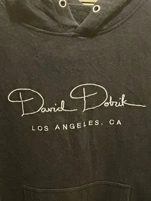 David Dobrik Hoodie Unisex M Black Embroidered Los Angeles Pullover Pocket - Apparel