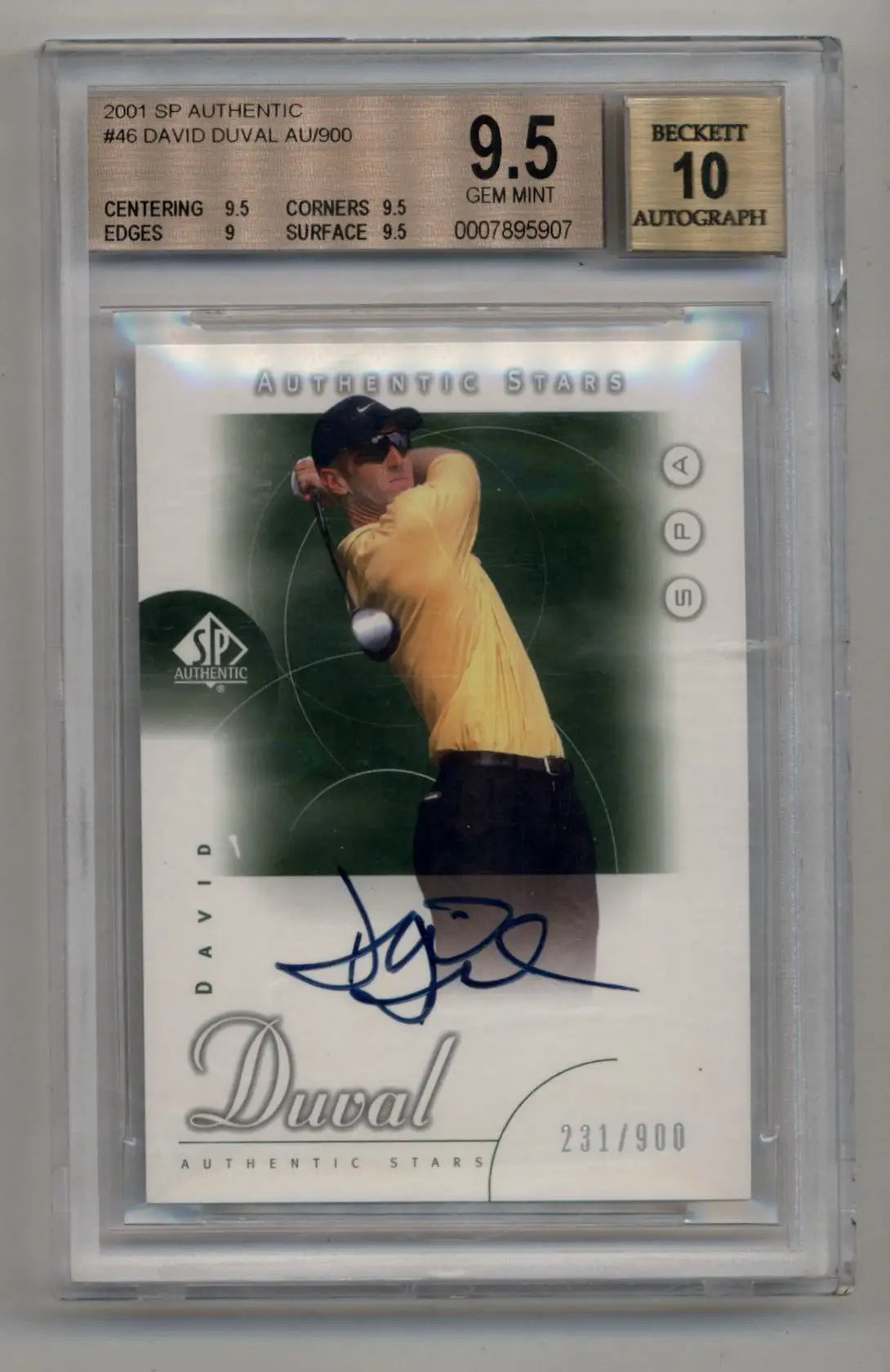 David Duval 2001 SP Authentic #46 Auto 231/900 BGS 9.5 Gem Mint - Other