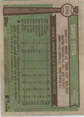 David Festa - 2025 Topps Heritage - #249 - RC Baseball - Baseball Card Single