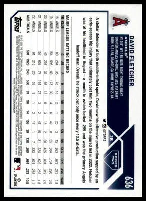 David Fletcher 2023 Topps #636 Los Angeles Angels - Baseball Card Single