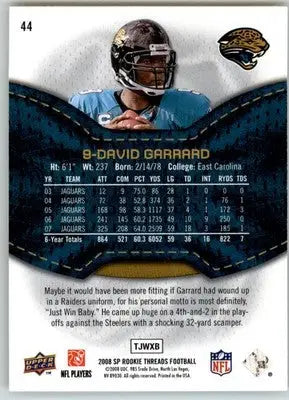 David Garrard - 2008 SP Rookie Threads - #44 - Football - Football Card Single