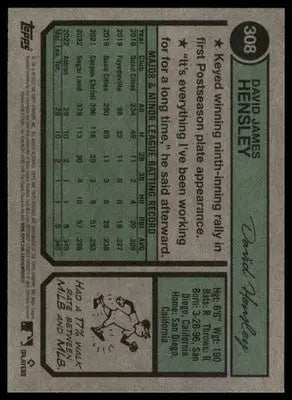David Hensley Rookie 2023 Topps Heritage #308 Houston Astros - Baseball Card Single