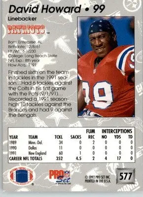 David Howard - 1992 Pro Set - #577 - RC Football - Football Card Single