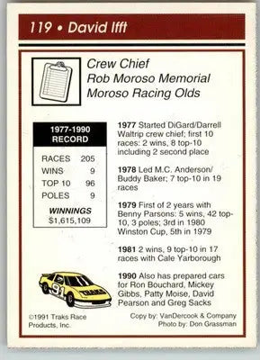 David Ifft - 1991 Traks - #119 - RC Racing - Racing Card Single