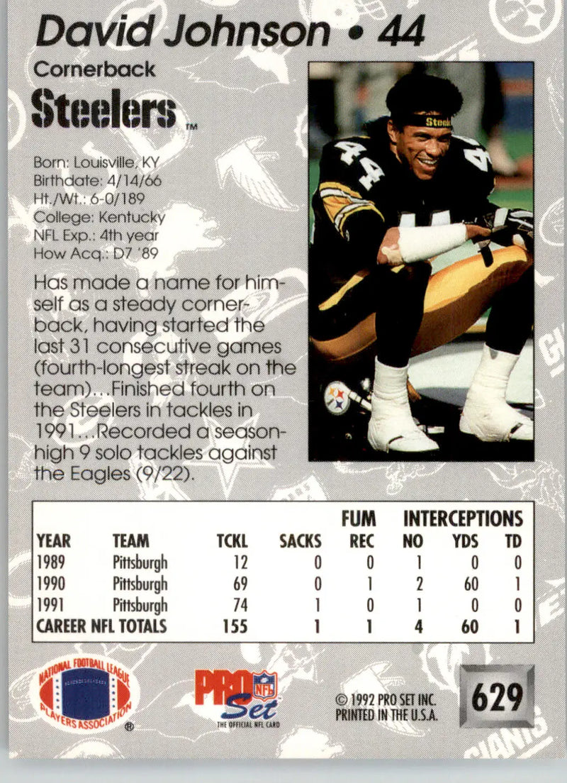 David Johnson - 1992 Pro Set - #629 - Football - Football Card Single