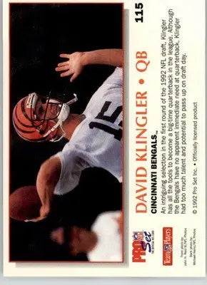 David Klingler - 1992 Pro Set Power - #115 - RC Football - Football Card Single