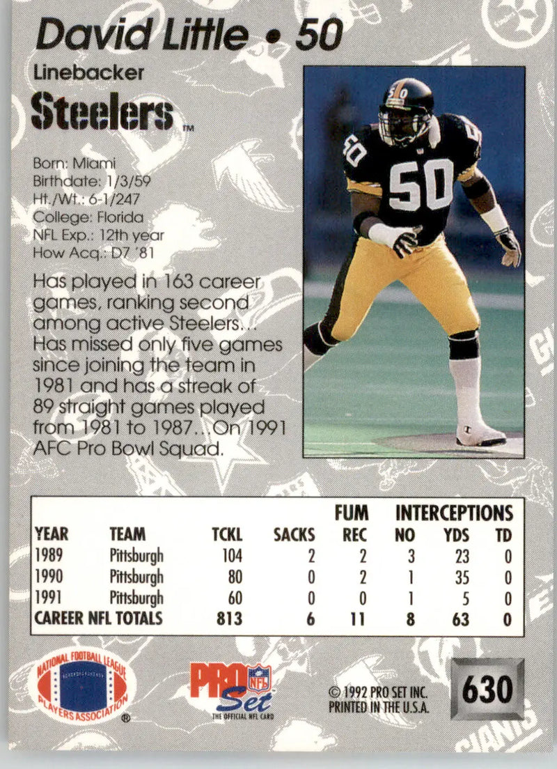 David Little - 1992 Pro Set - #630 - Football - Football Card Single