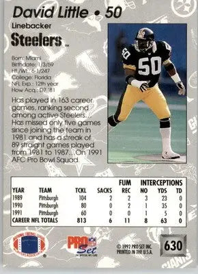 David Little - 1992 Pro Set - #630 - Football - Football Card Single
