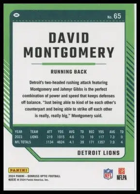 David Montgomery 2024 Donruss Optic #65 Detroit Lions
