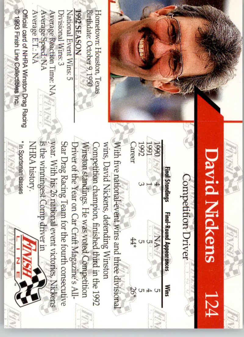David Nickens - 1993 Finish Line NHRA - #124 - Racing