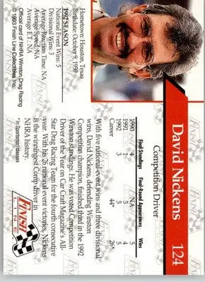 David Nickens - 1993 Finish Line NHRA - #124 - Racing - Racing Card Single