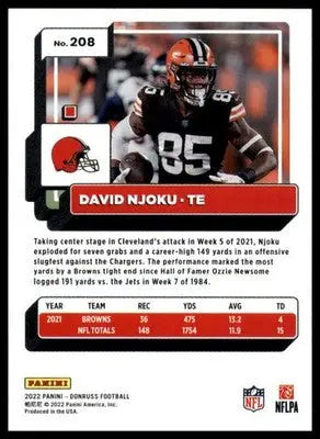David Njoku 2022 Donruss #208 Cleveland Browns - Football Card Single
